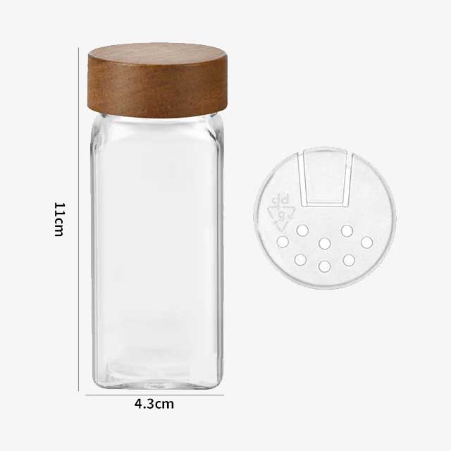 12 PCS Glass Spice Jars with Wooden Lids - Airtight, Elegant Storage Containers for Spices & Herbs