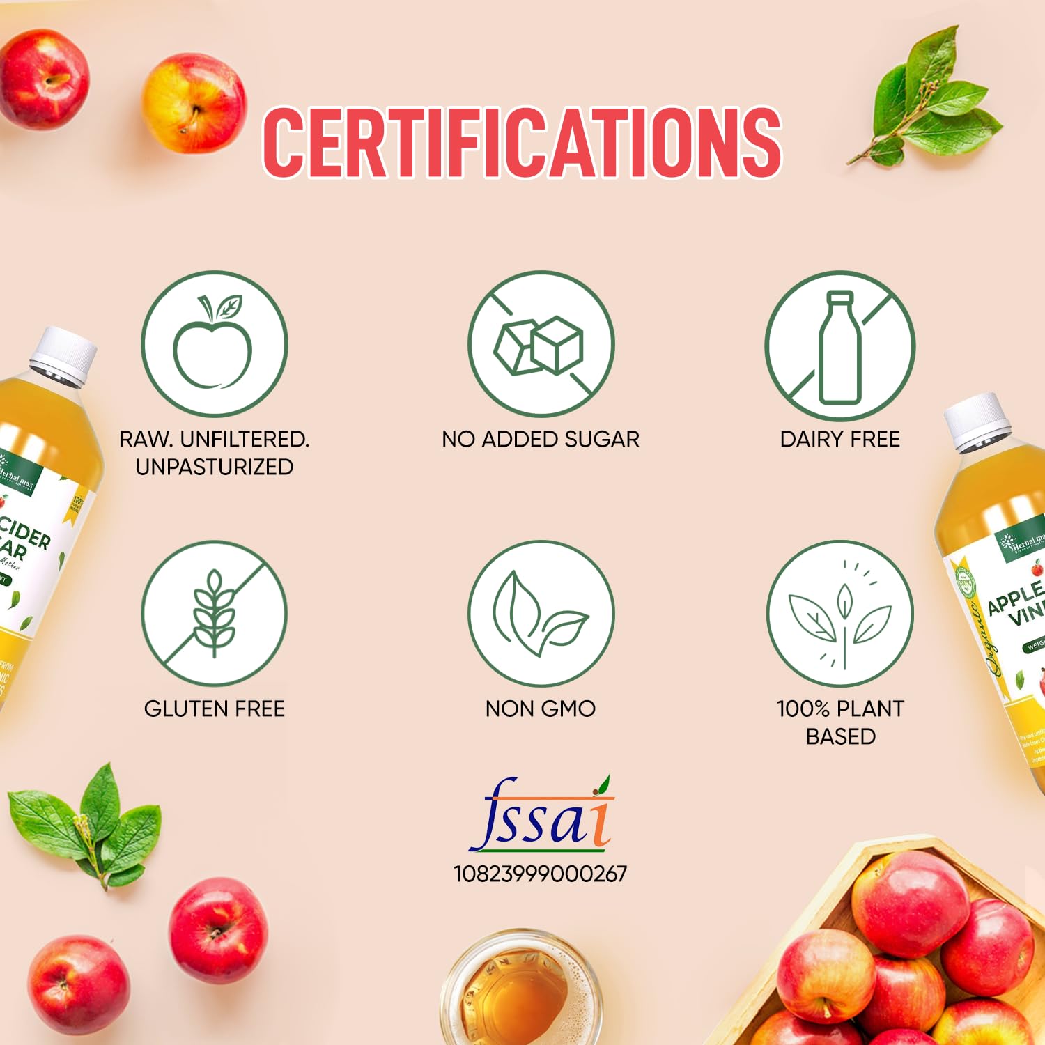 Herbal max Unfiltered Apple Cider Vinegar With The Mother450mL