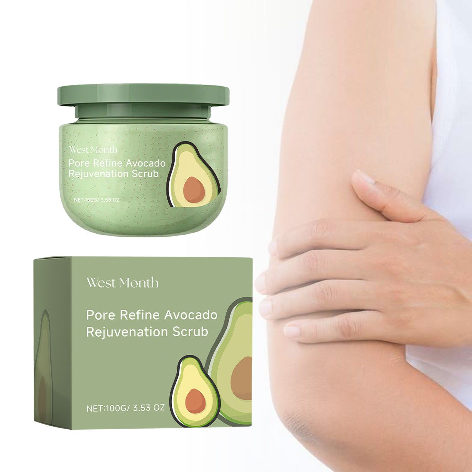 Avocado Ice Cream Scrub Cream, Hydrating, Exfoliating, Moisturizing, Skin Brightening ,100g