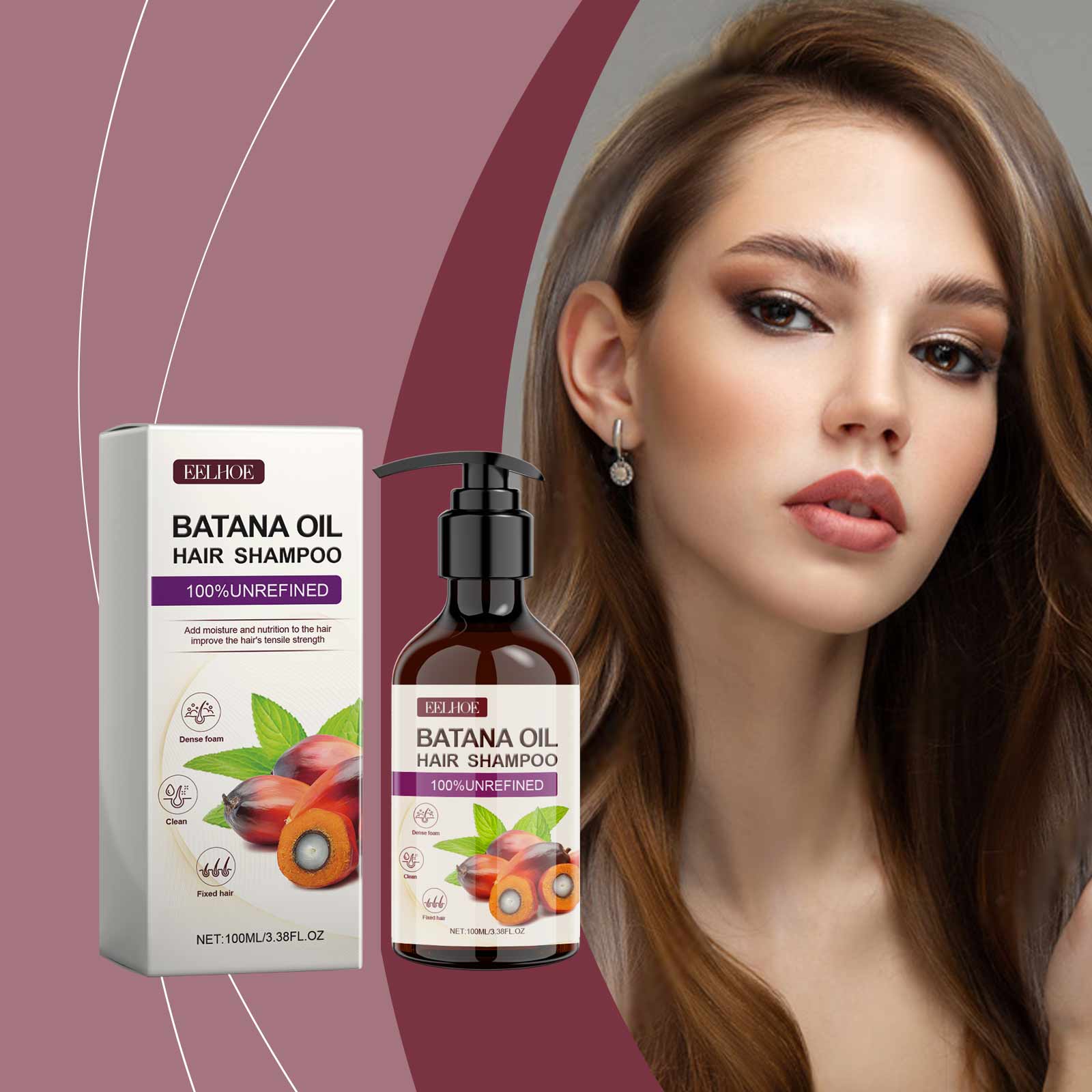 Batana Volumizing Shampoo, Smooth and Clean Hair, Oil Control, No Frizz, Long-lasting Fresh Scent ,100ml