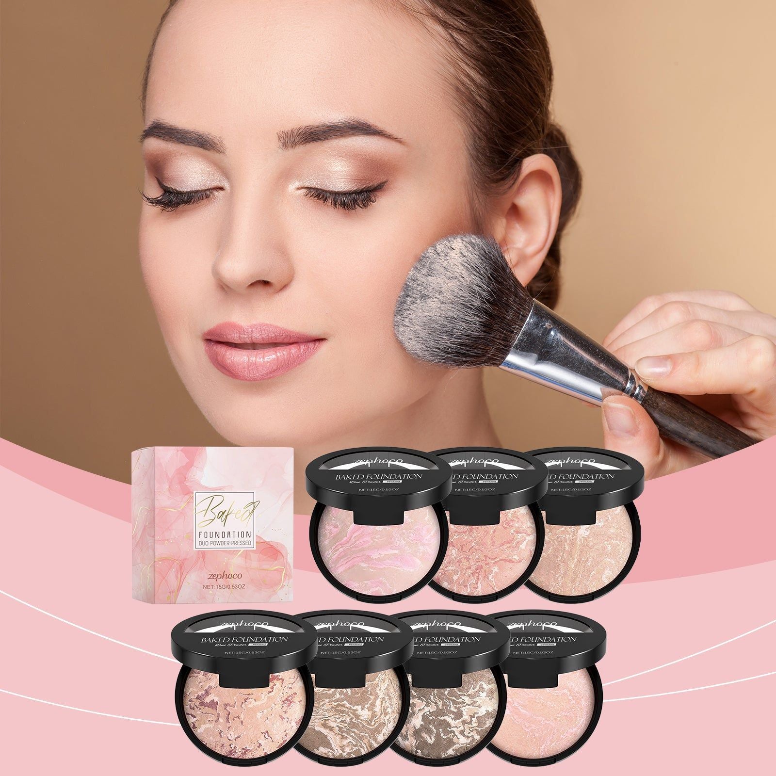 Concealer Powder Compact, Oil Control, Matte Finish, Portable Makeup, Flawless Look ,15g