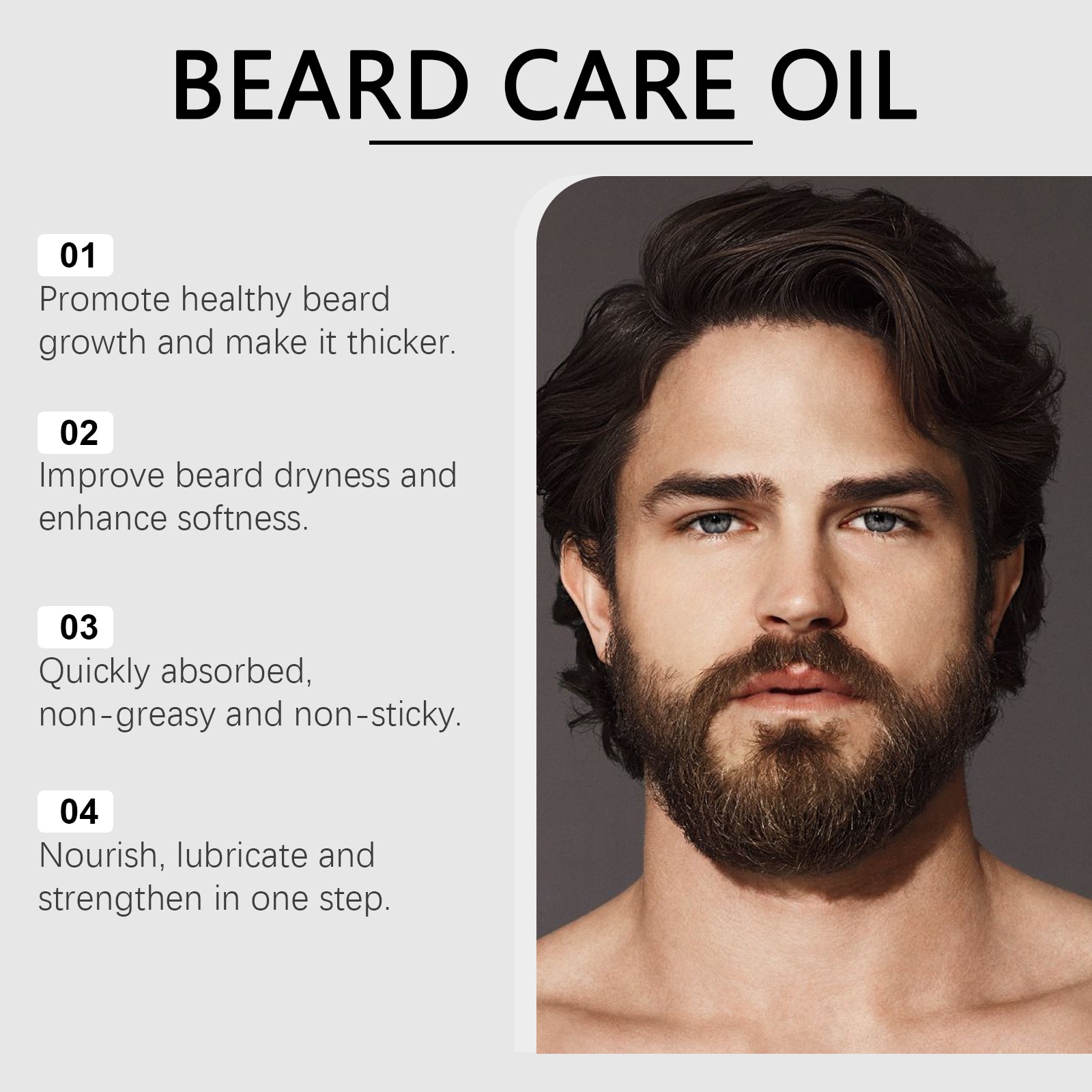Beard Care Oil, Nourish & Soften Dry Beard, Hydrate & Moisturize ,30ml