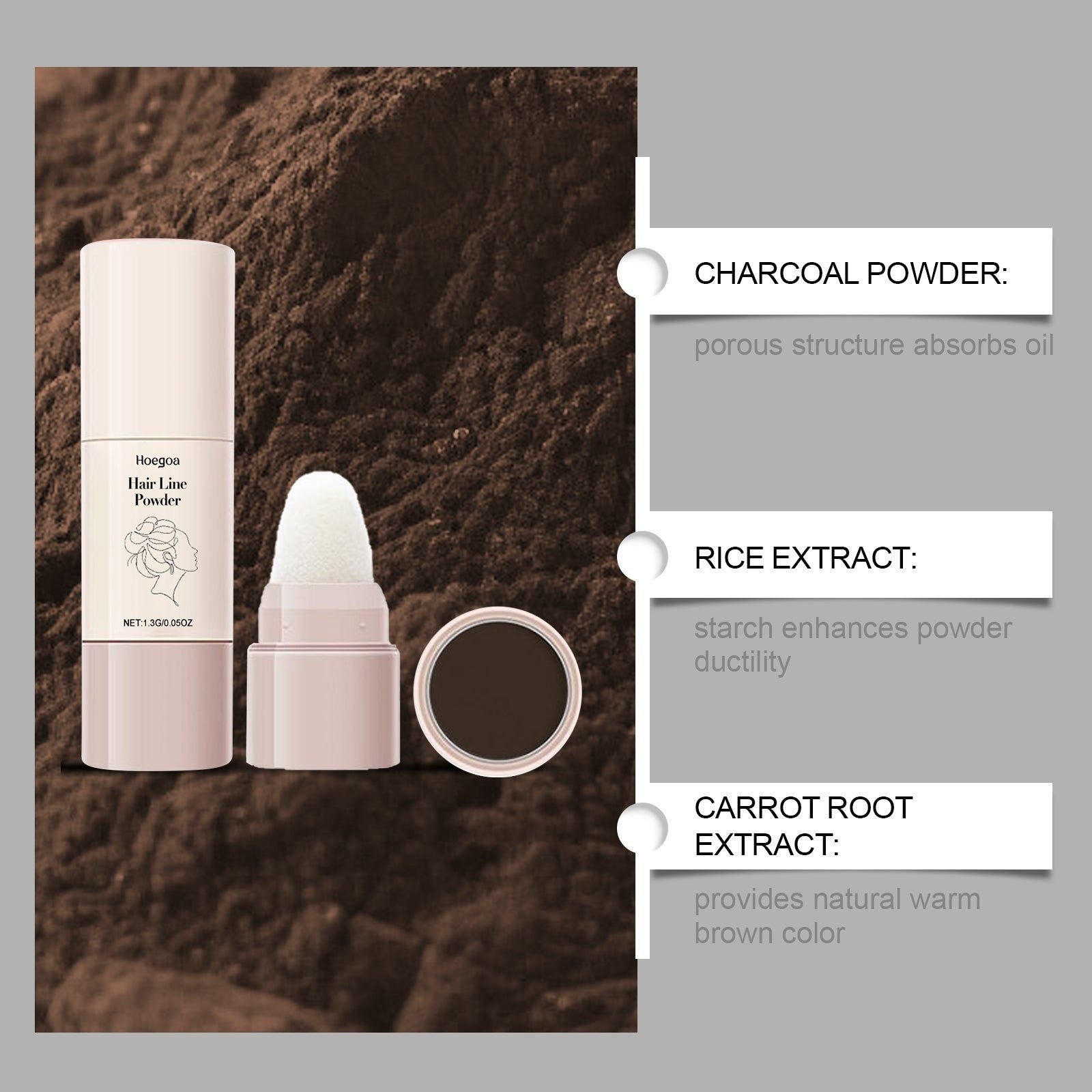 Dark Brown Fluffy Hairline Powder, Hair Care, Volume & Contour, Portable Daily Fix ,1.3g