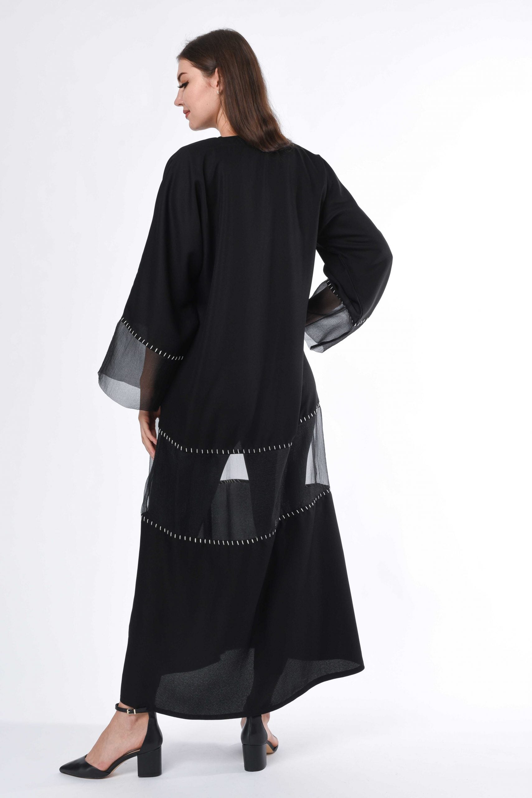 MOiSTREET Black Hand Buck Stitch Abaya