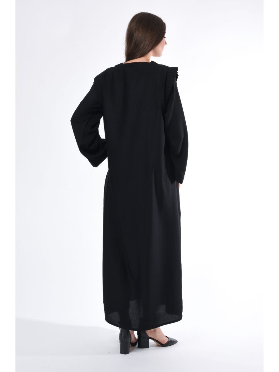 MOiSTREET Black Abaya with Pleated detailing