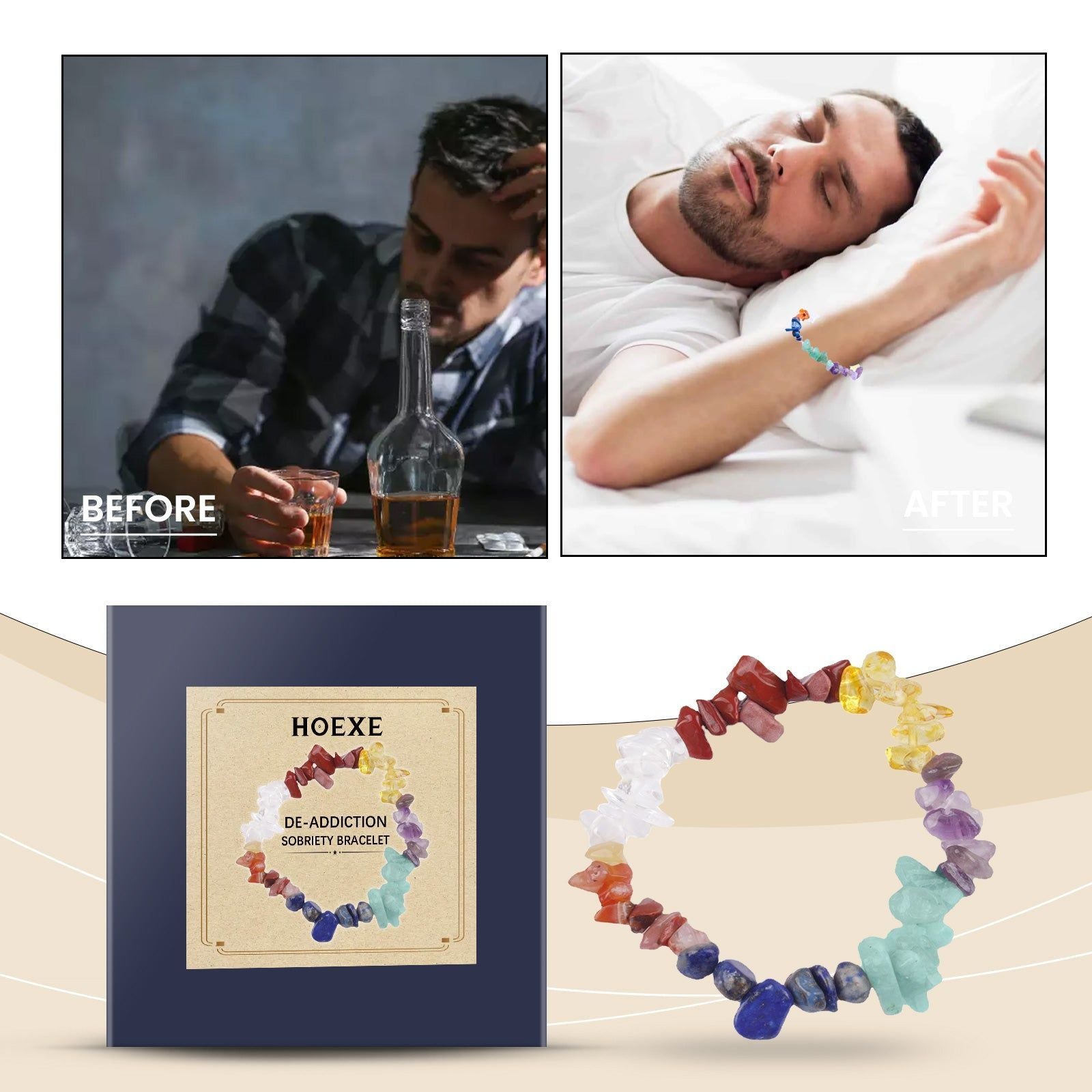 Colorful Crystal Bracelet for Body Care, Mood Boosting, Stylish Wrist Accessory ,1pcs