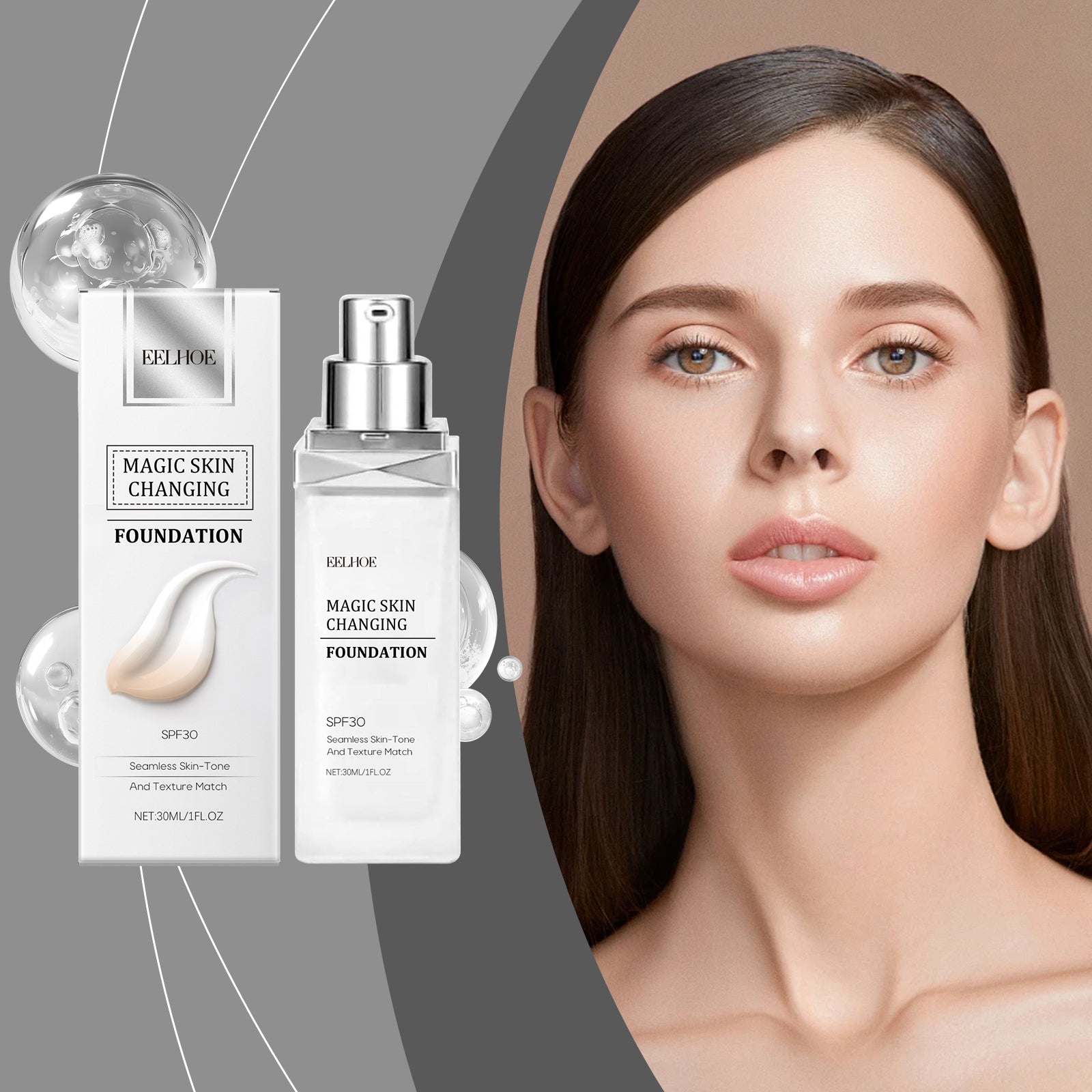 Brightening and Nourishing Liquid Foundation, Moisturizing, Flawless Skin ,30ml