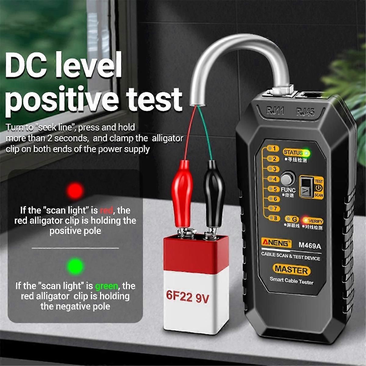 M469A Network Cable Finder RJ45 RJ11 LAN Finder Tester ,Black