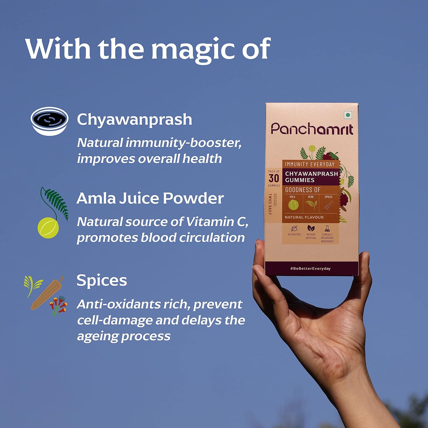 Panchamrit 100% Natural Chyawanprash Gummies 30 Gummies (Pack of 3)