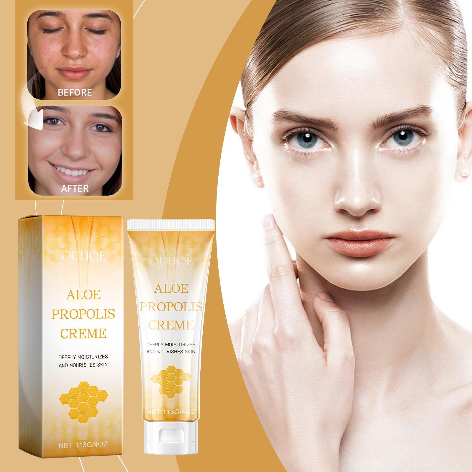 Aloe Vera Propolis Moisturizer, Hydrating, Nourishing, Rejuvenating Skin Cream, Natural Skincare ,113g