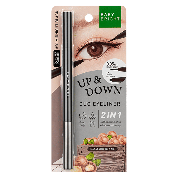 UP AND DOWN DUO EYELINER 0.1G+0.35G BABY BRIGHT (M) #01 MIDNIGHT BLACK