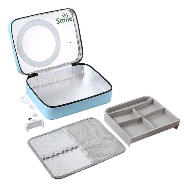 LED Live Transmission Cosmetics Storage Box LED Ring Makeup Mirror with Portable