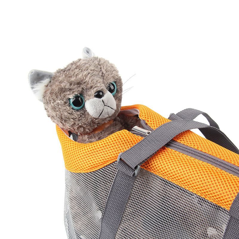 Portable Mesh Pet Bag Breathable Outdoor Pet Carriers Handbag Large Capacity Foldable Cat Bag
