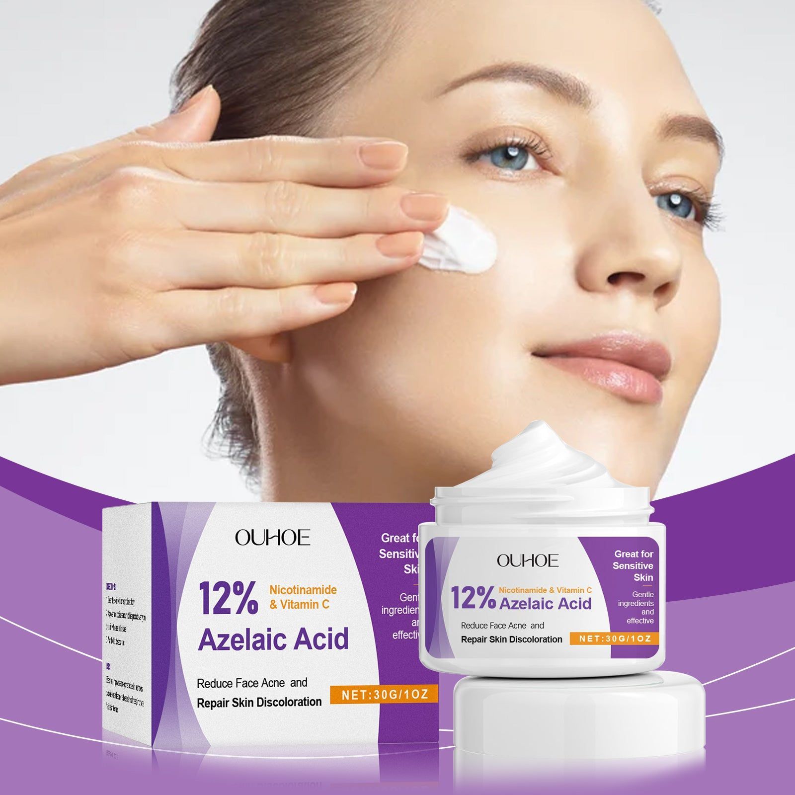 Azelaic Acid Facial Care Cream for Acne, Brightening, Moisturizing, Clear Skin ,30g