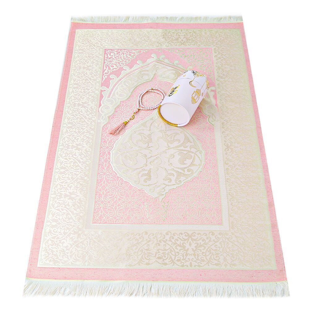 Prayer Rug  With Cylindrical Shape Islamic Gift Box