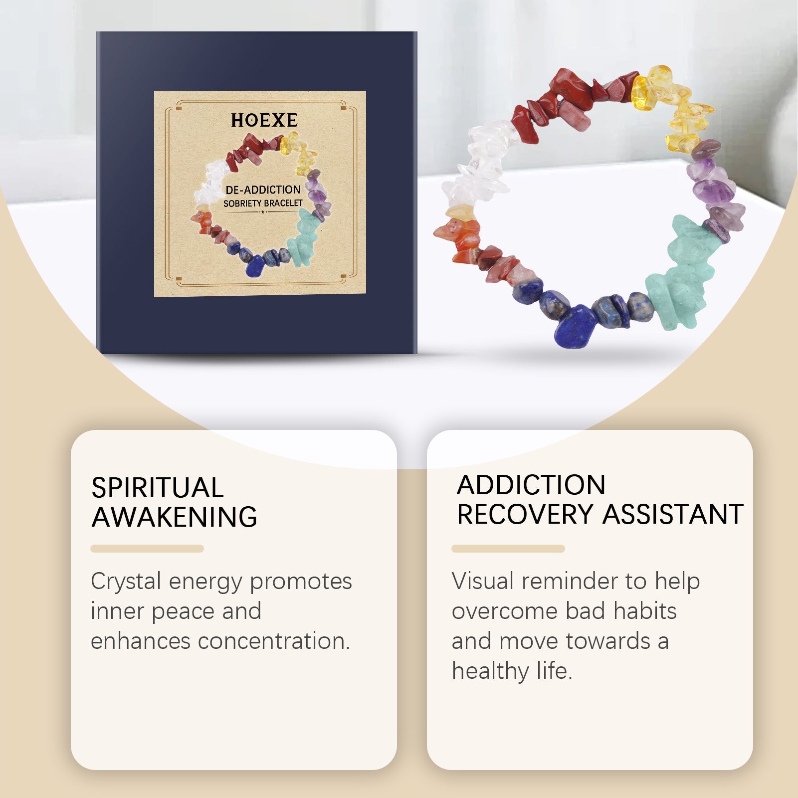 Colorful Crystal Bracelet for Body Care, Mood Boosting, Stylish Wrist Accessory ,1pcs
