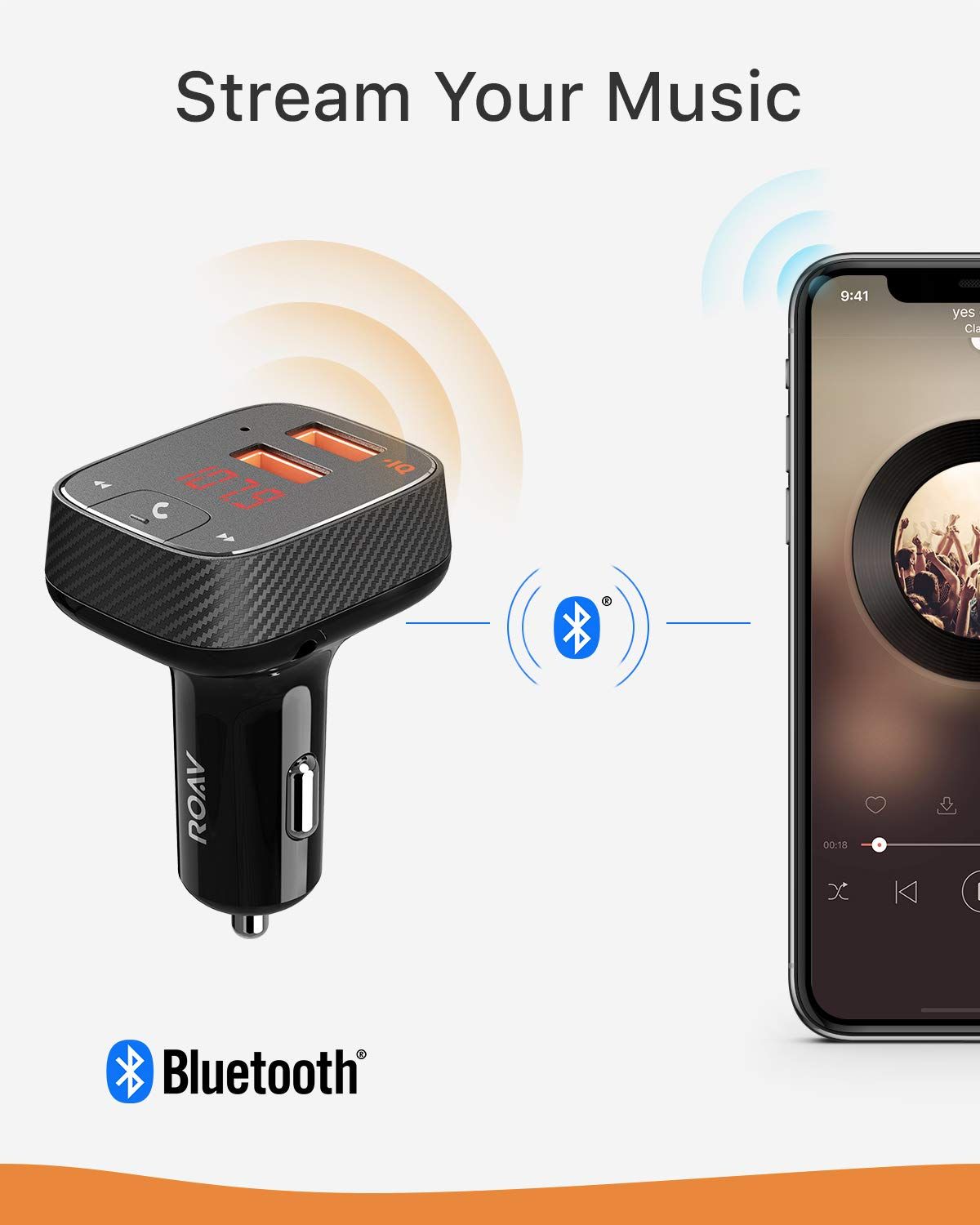 Anker Roav SmartCharge F2 Bluetooth FM Transmitter, Dual USB Car Charger & Hands-Free Calling