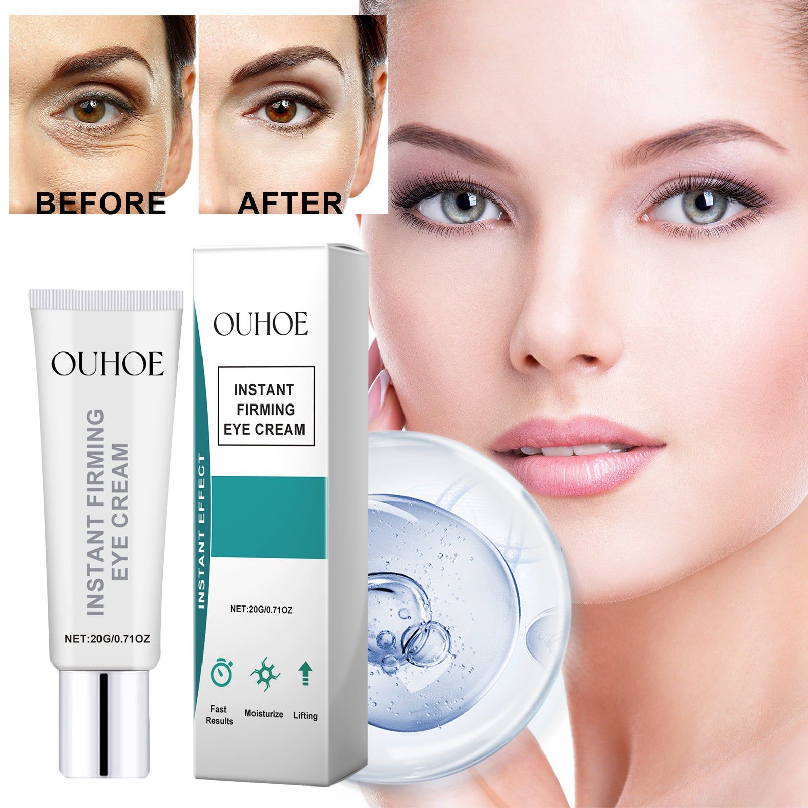 Instant Firming Eye Cream for Tightening Skin, Reducing Wrinkles, Dark Circles ,20g
