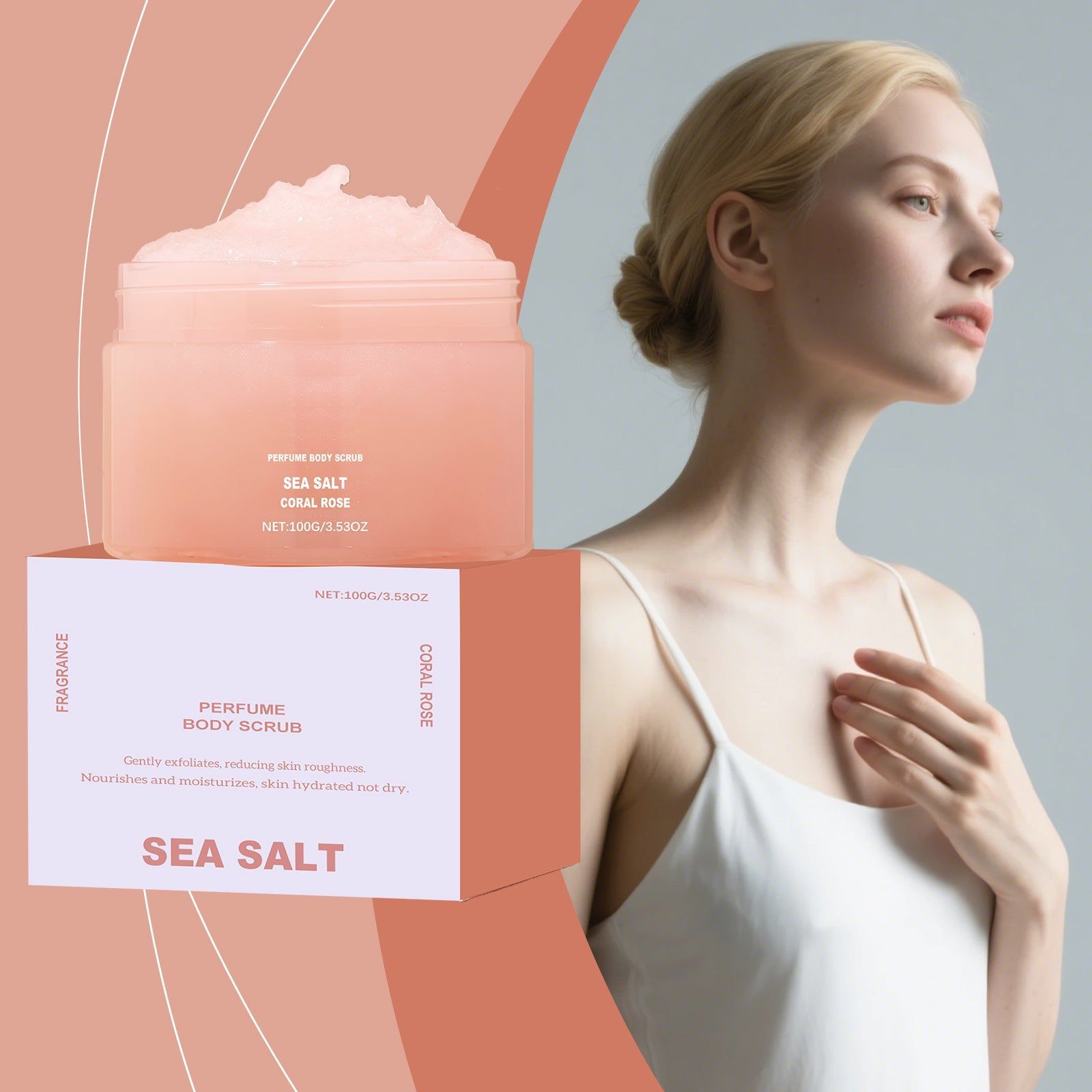Coral Rose Body Wash, Gentle Exfoliating Body Scrub for Smooth, Moist Skin ,100g