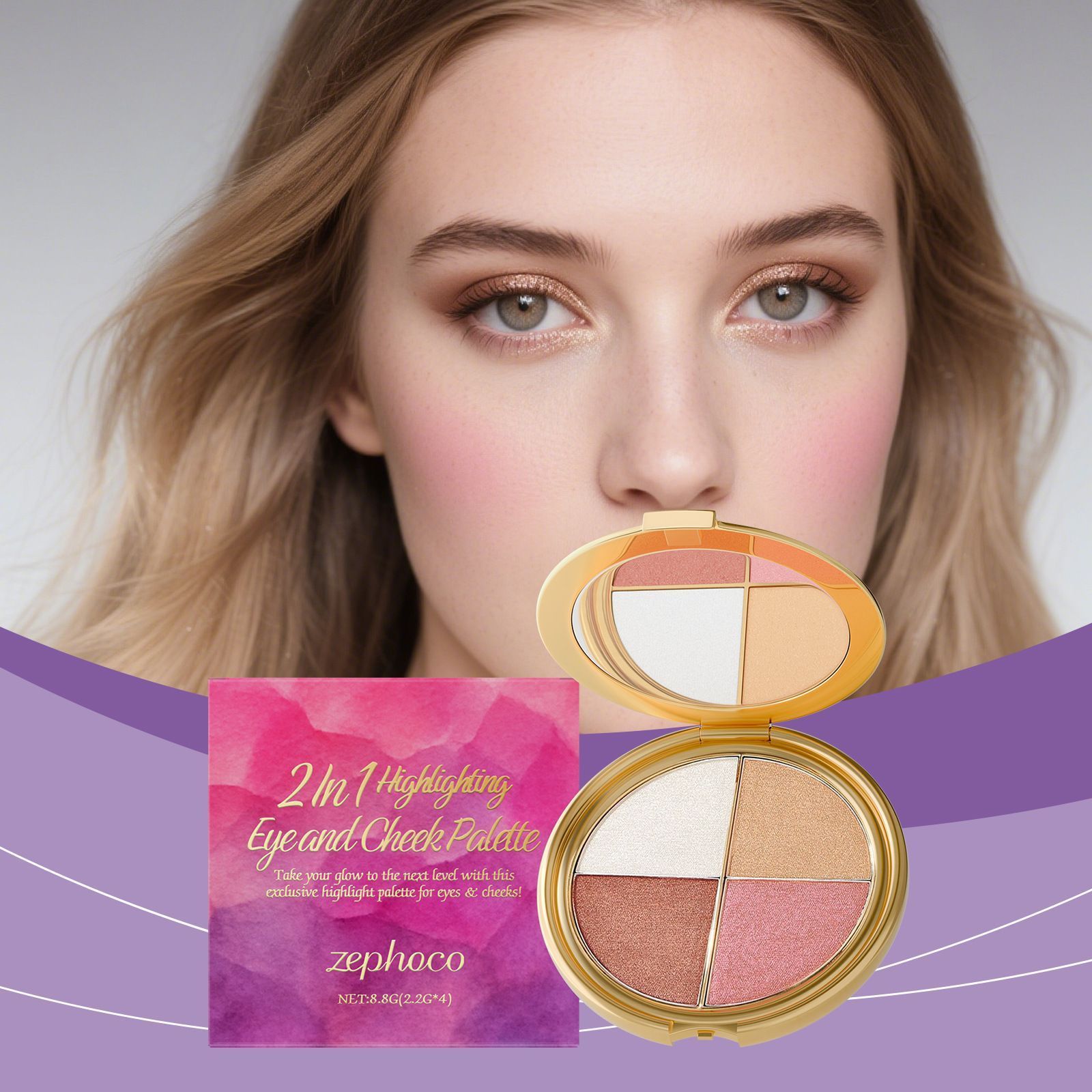 8.8g Makeup Palette with Highlighter Blush and Eyeshadow