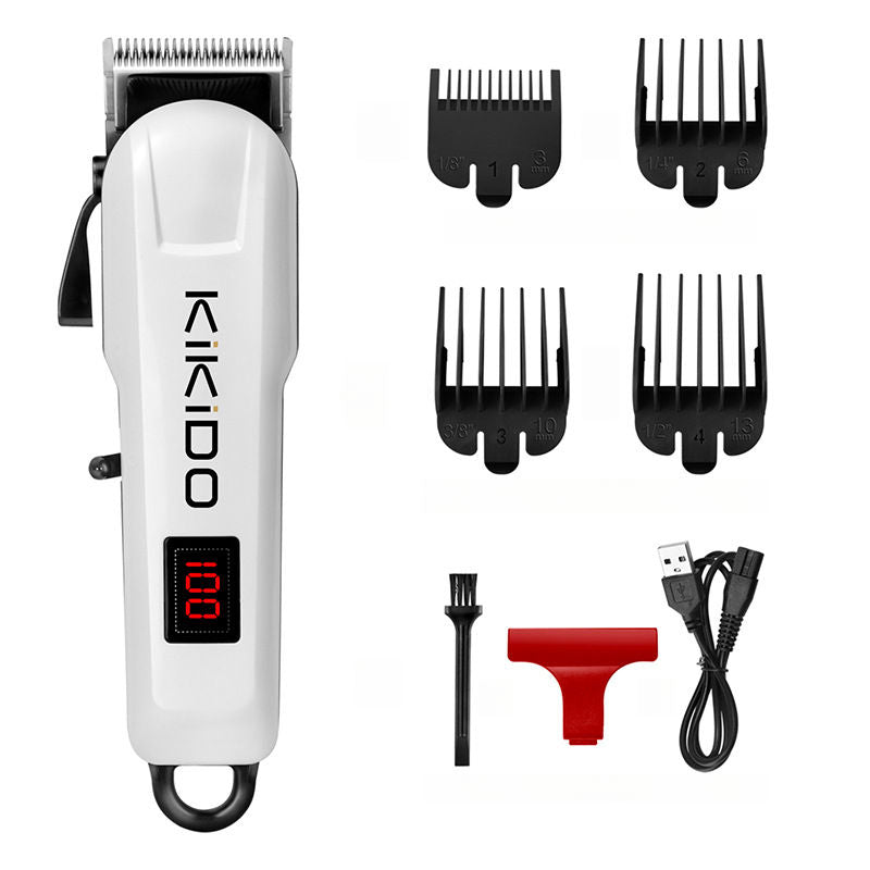 USB Rechargeable Hair Clipper with LCD Display and 4 Guide Combs