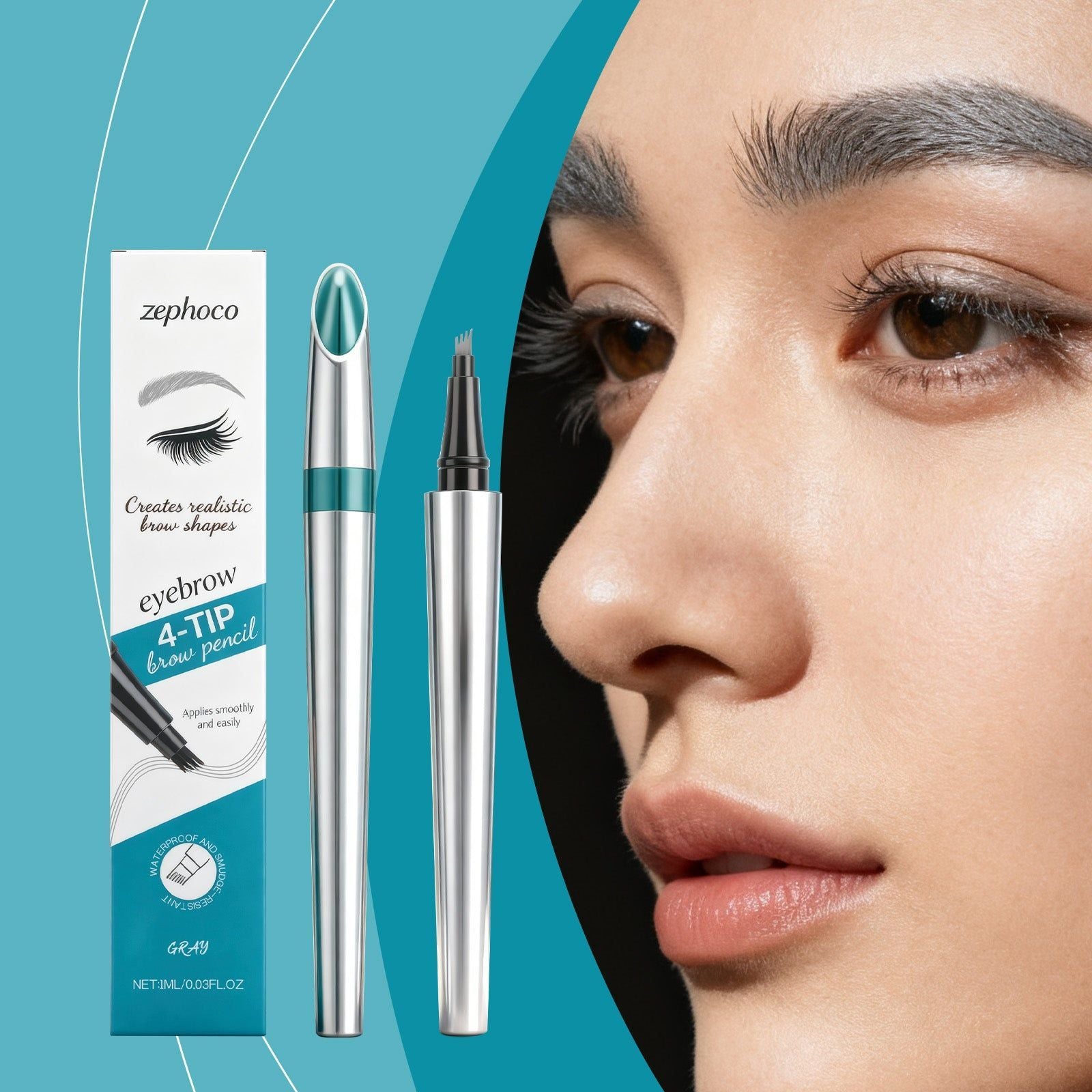 Beauty Collection Grey Anti-Blurring Eyebrow Pencil, Waterproof, Natural, Perfect for Beginners ,1ml