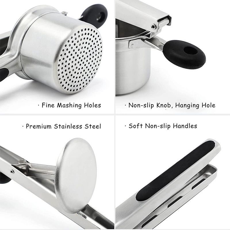 Stainless Steel Potato Ricer with 3 Interchangeable Discs For Mashed Potatoes Pumpkin