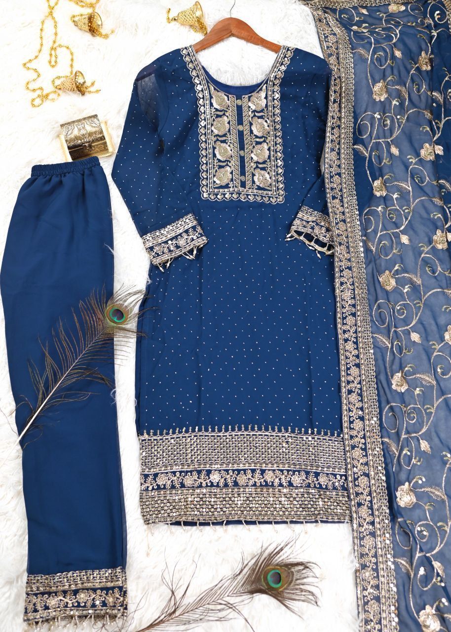 Fab Zone Women’s Designer Embroidered Kurti Suit Stone Work