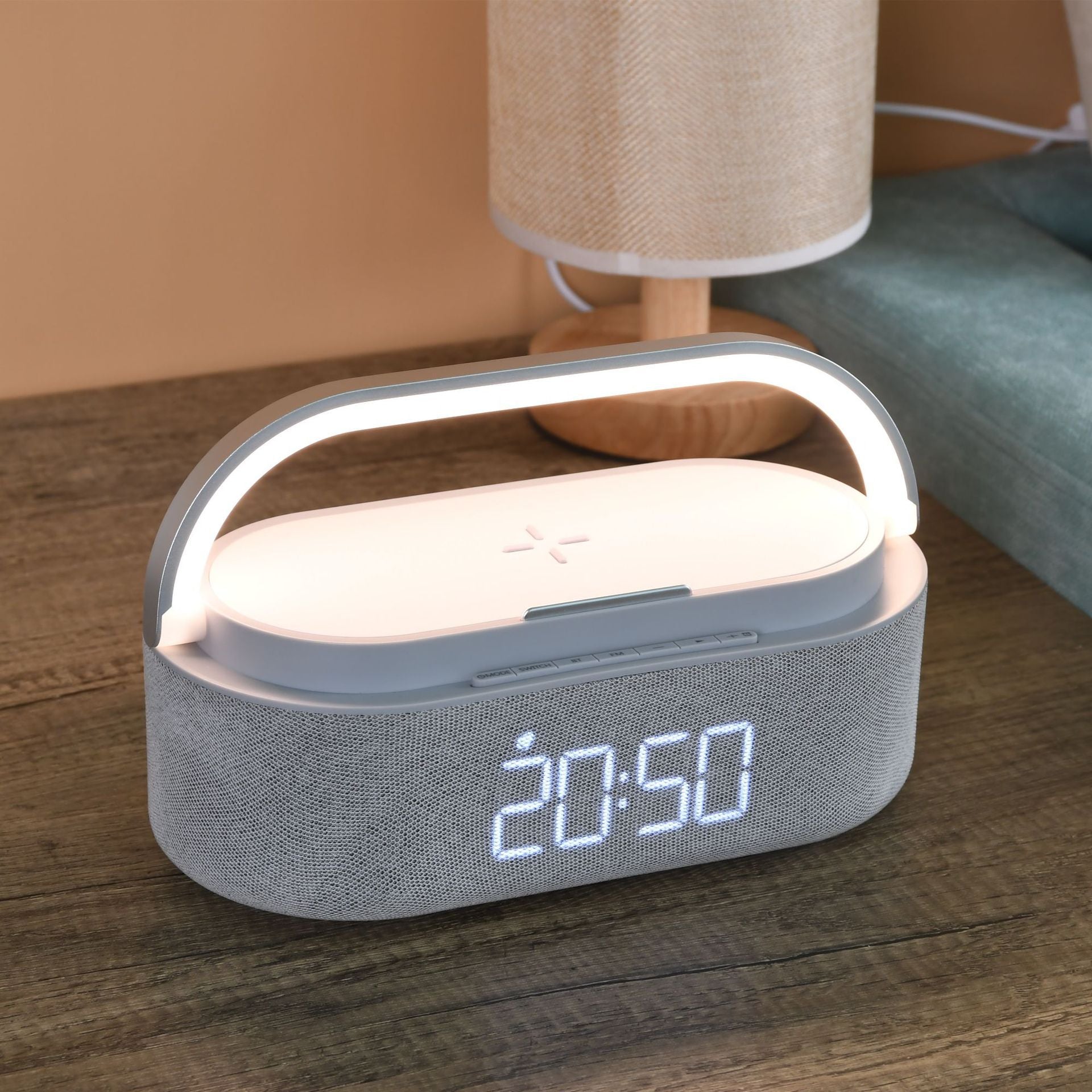 Multifunctional 15W Fast Wireless Charger Clock Bluetooth Speaker Night Light