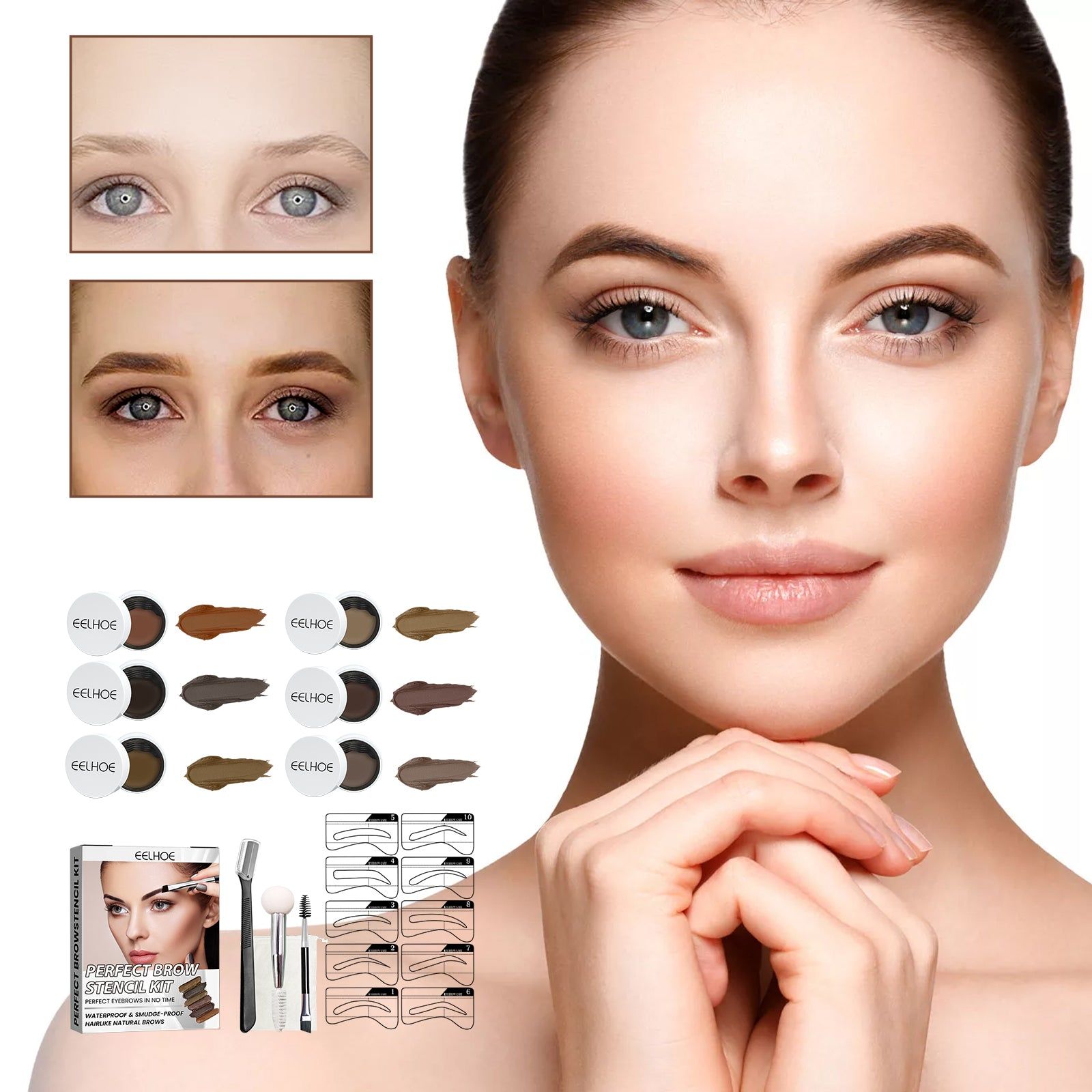 Quickly Create Perfect Eyebrows, Waterproof, Smudge-Free, Natural Brow Kit ,1set