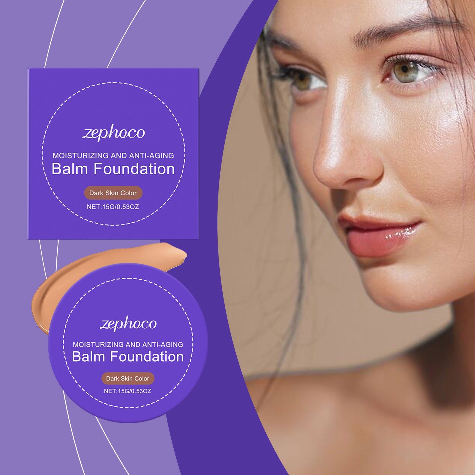 Dark Skin Foundation Cream, Hydrating, Matte Finish, Pore Refining, Daily Moisturizer ,15g