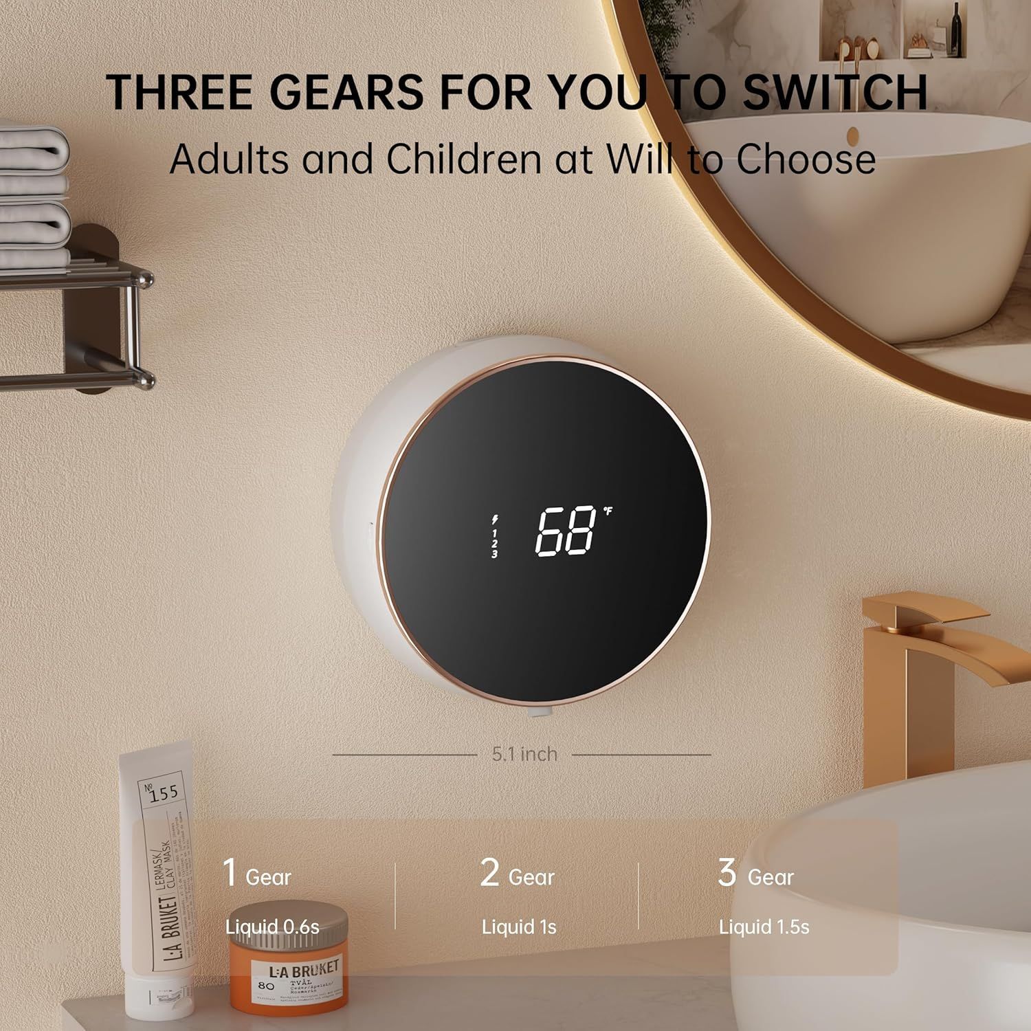 Automatic Soap Dispenser Wall Mount Touchless Soap Dispenser With LED Temperature Display