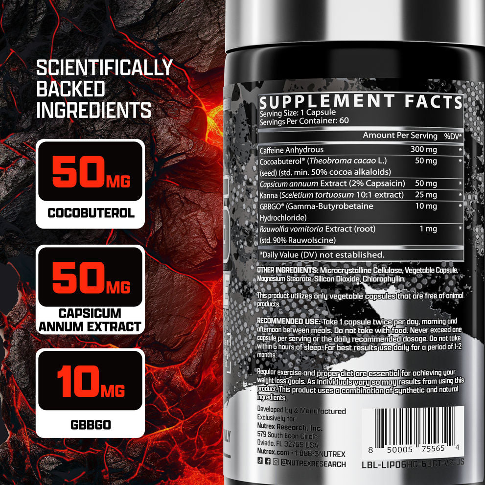Nutrex Research Lipo-6 Hardcore, 60 Capsules Maximum Thermogenic Fat Burner