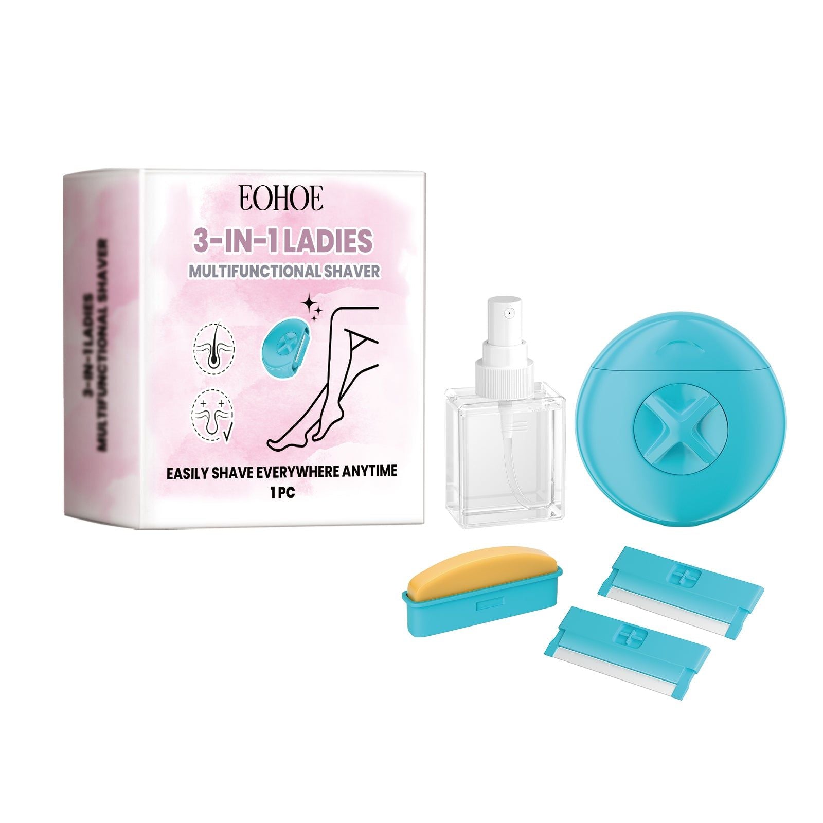 3-in-1 Women's Body Clean and Shave Razor, Moisturizing, Travel Friendly ,1pcs