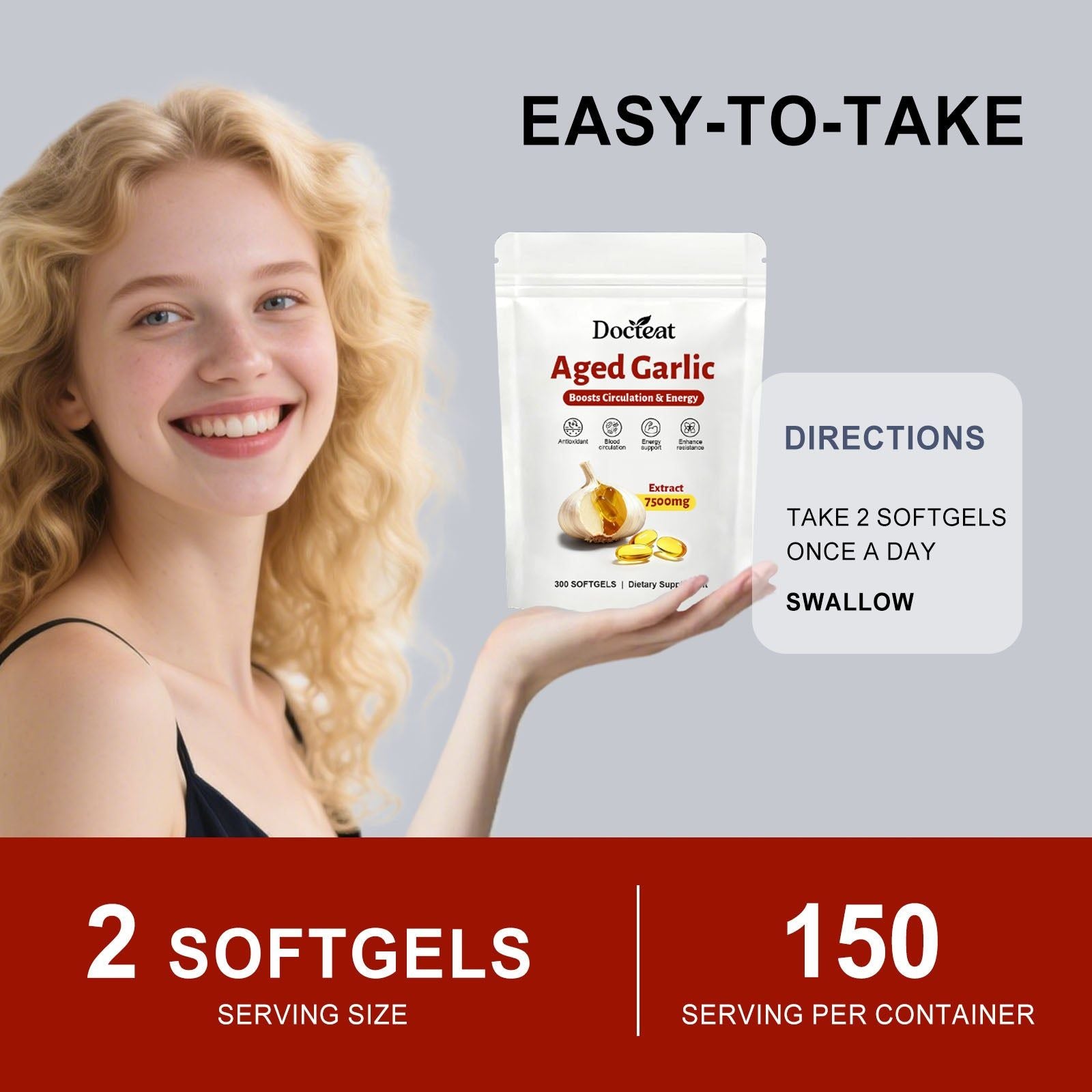 Boost Your Body Care with Garlic Extract Soft Capsules, Immune & Heart Support ,300 softgels