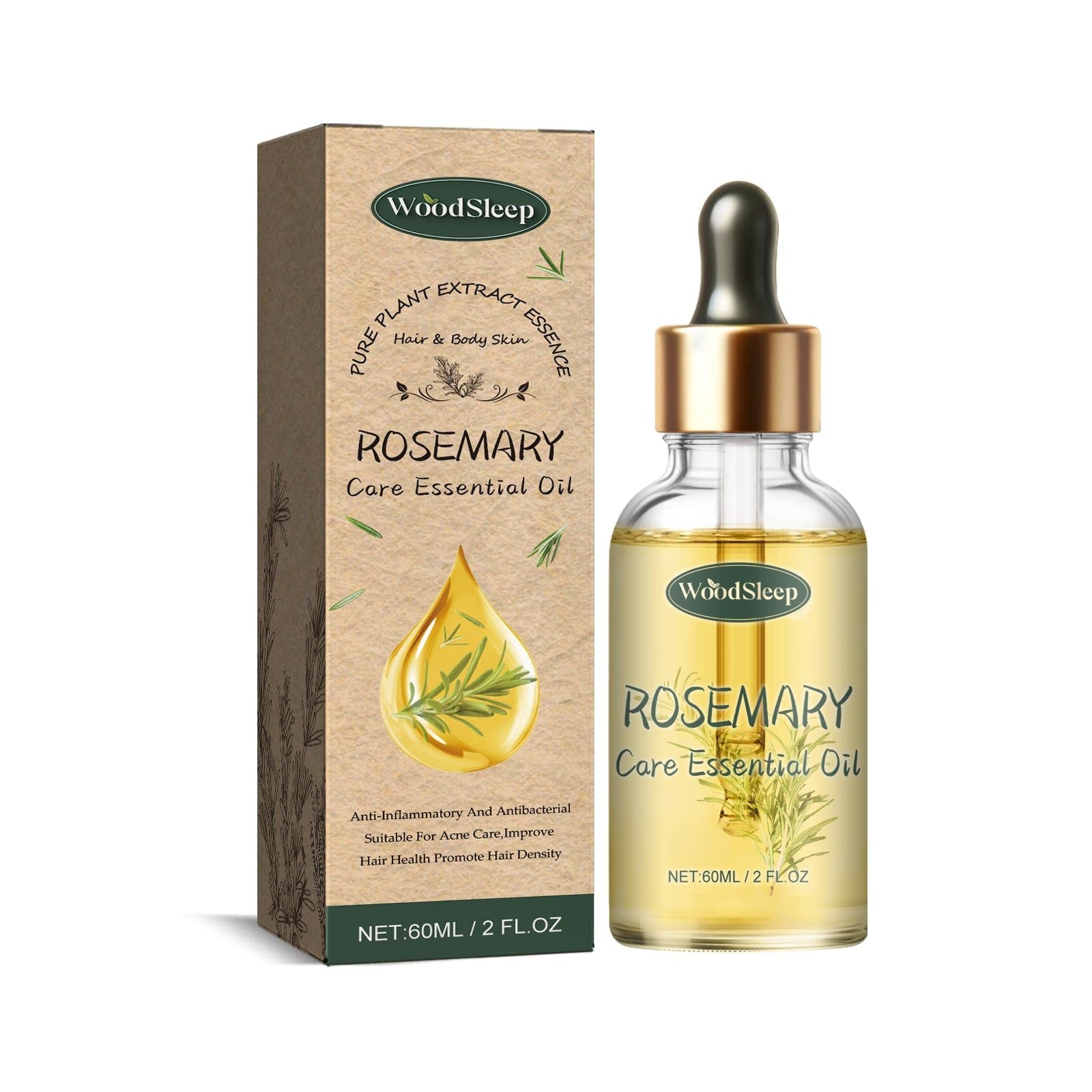 Revitalize Skin with Rosemary Essential Oil, Acne, Brightening, Moisturizing, Hair & Skin Care ,60ml