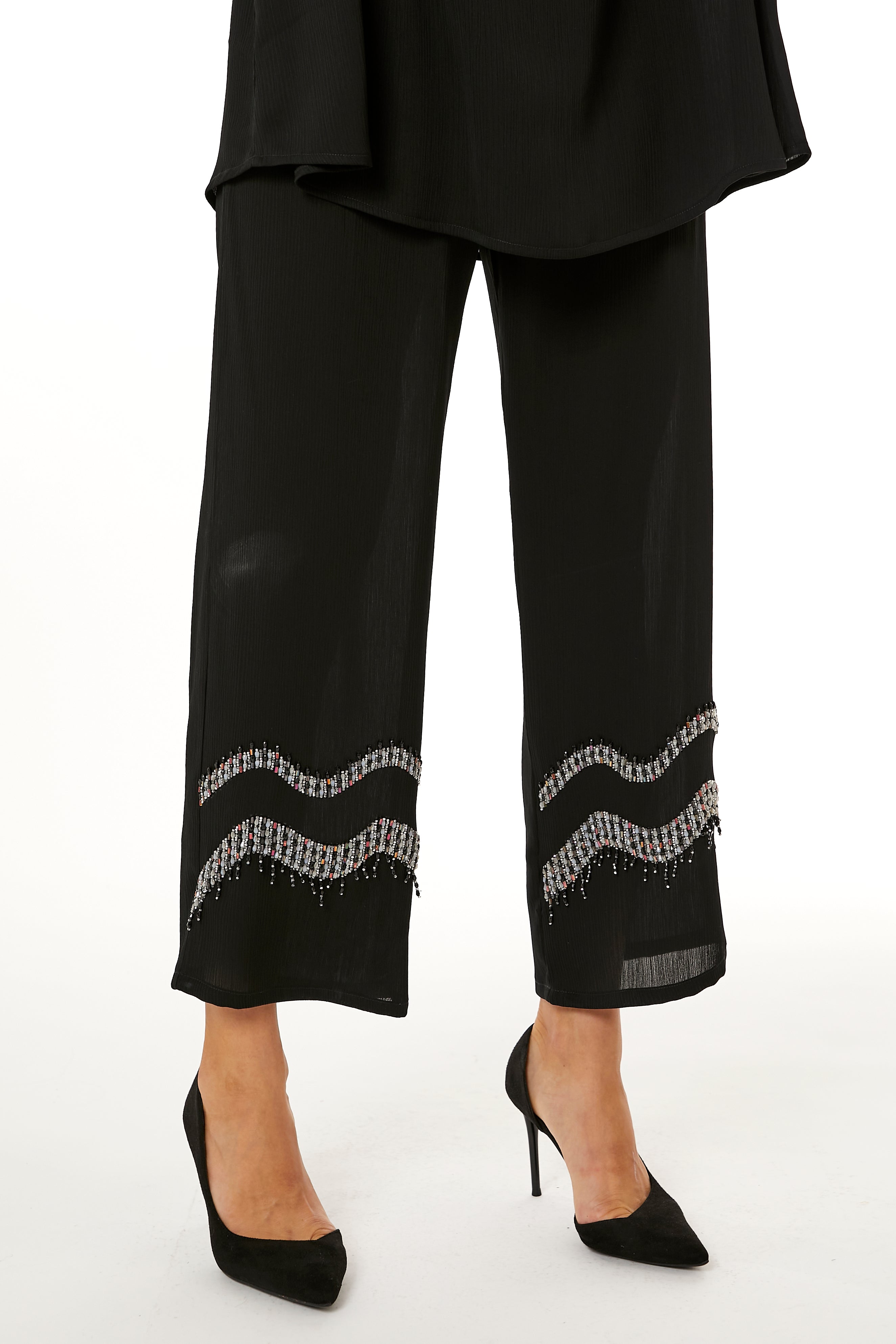 Black Zoom Top and Pants Set