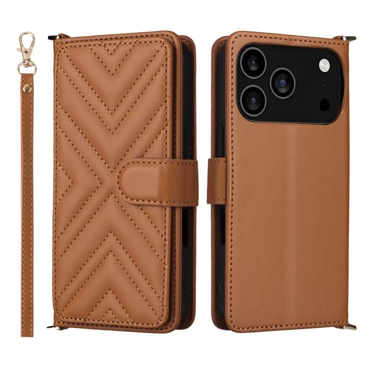 For iPhone 18 Pro Max / iPhone 17 Pro Max Multifunctional 6-Card Slots Leather Phone Case with Wrist Strap