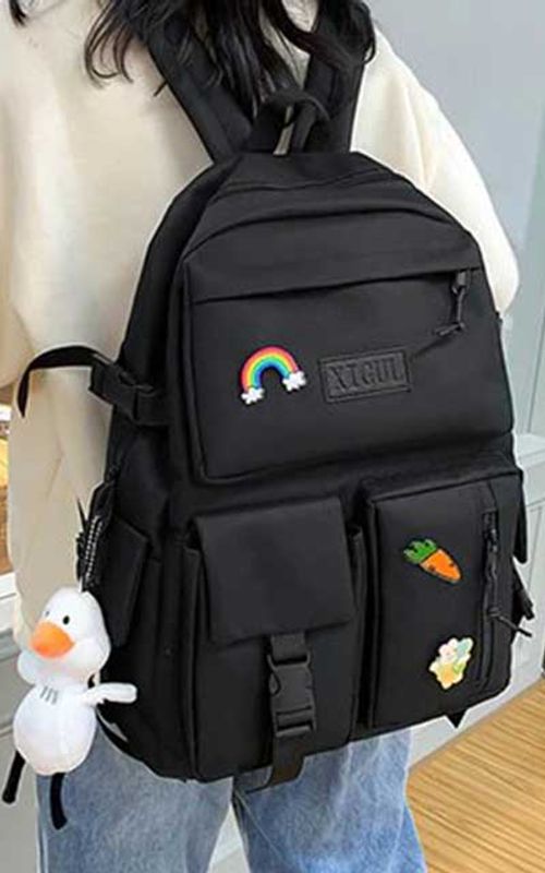 4 Pcs/Set Canvas School Bags Backpack – Durable, Stylish Backpack Set for Kids, Teens & Students