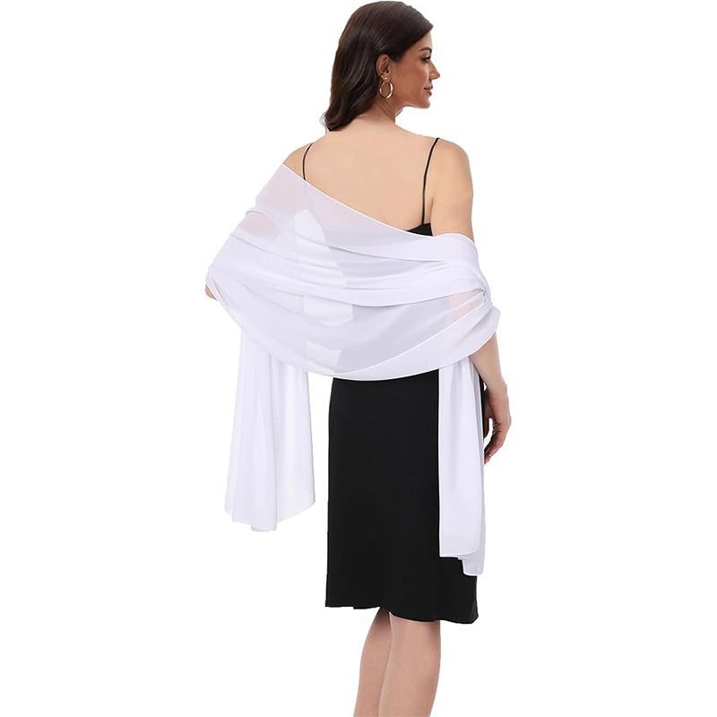 White Chiffon Shawl Wrap for Women Wedding & Evening Dress