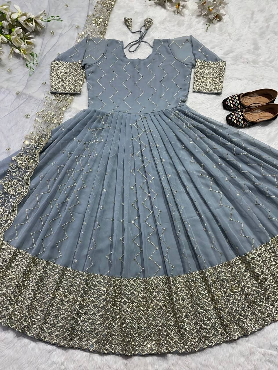 Fab Zone Party Wear Designer Gown And Beautiful Dupatta