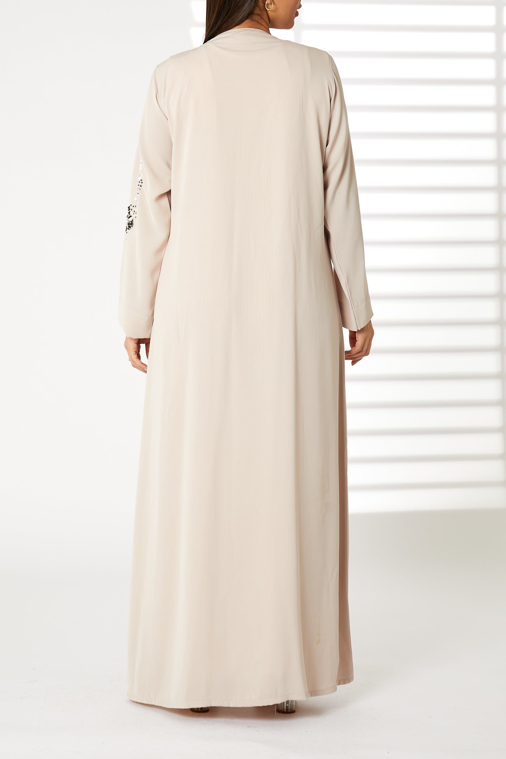 MOiSTREET Beige Nida Embroidered Abaya