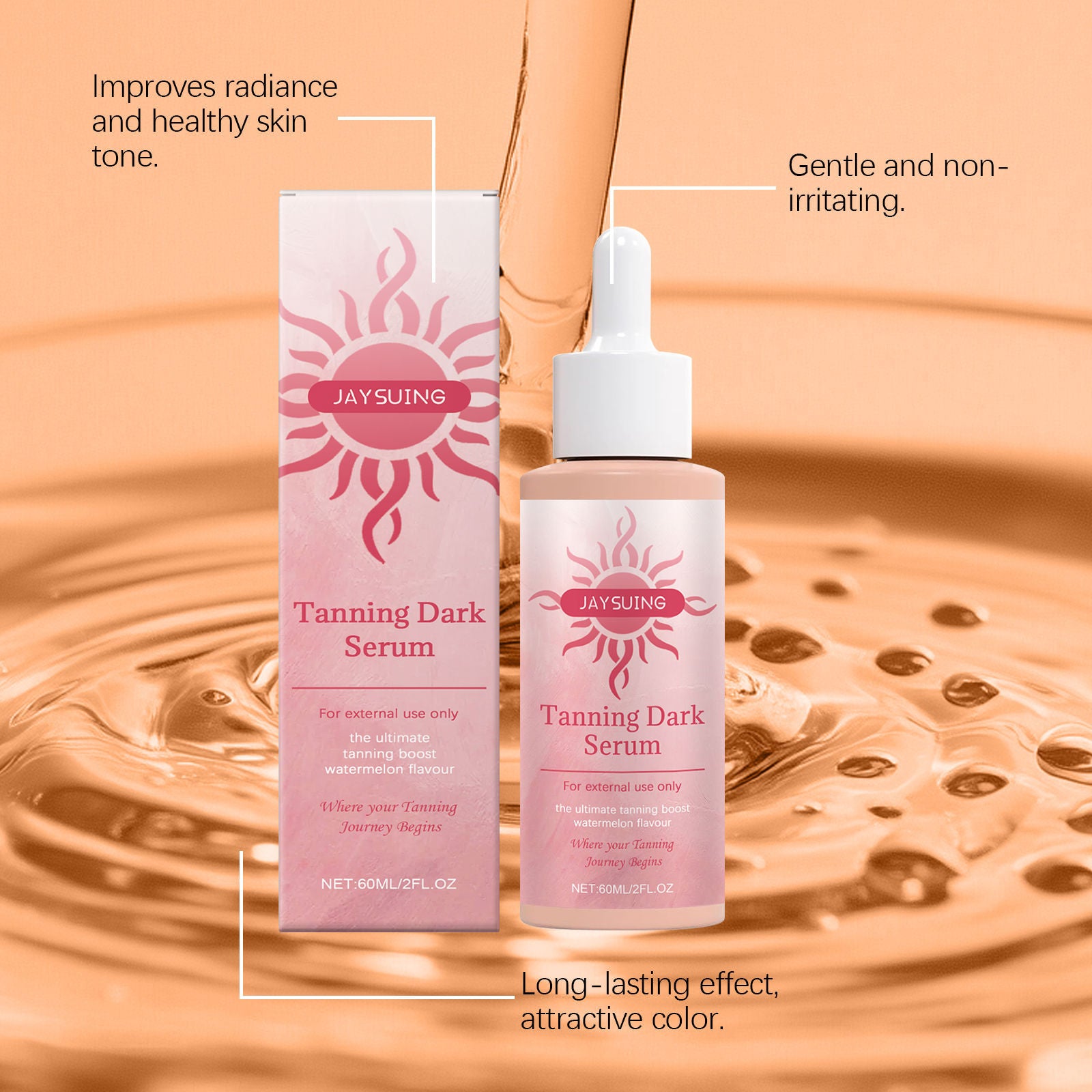 Black Aid Series Sunless Tanning Serum, Moisturizes, Glows, Safe, Easy, Vegan ,60ml