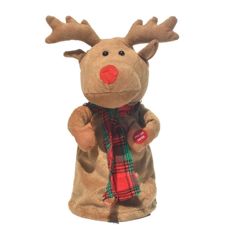 Singing Dancing Reindeer Plush Toy Christmas Party Ornament Stuffed Animal