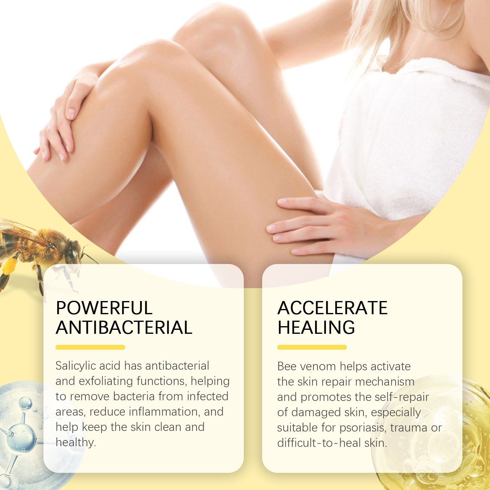 Bee Venom Skin Care Cream, Anti-Aging, Moisturizer, Psoriasis, Acne, Natural, Soothing, Daily Hydrating ,60g
