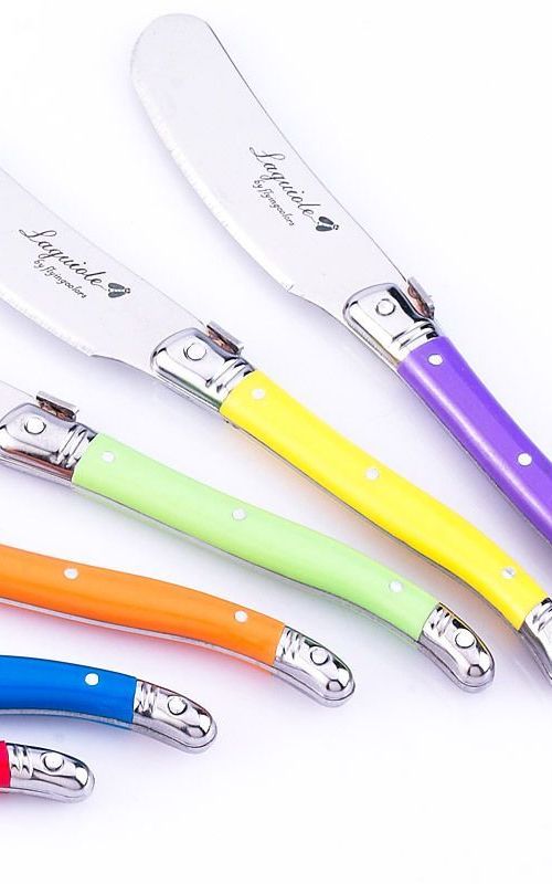 Laguiole Inspired Cheese and Butter Knife Set - Colorful Handles for Stylish Culinary Experience