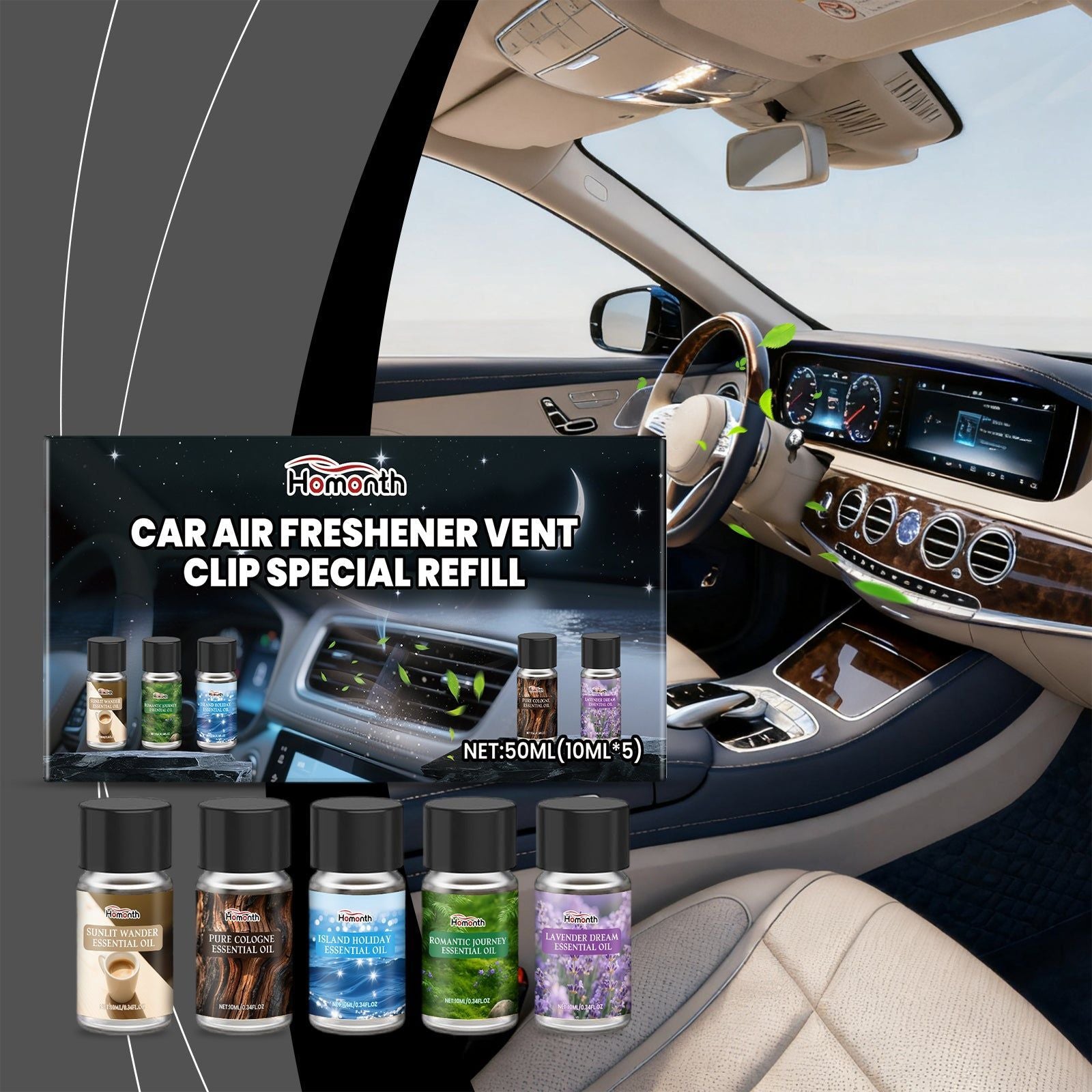 Car Air Freshener Set, Natural Fresh Air, Long-lasting Fragrance, Odor Eliminator ,1 set