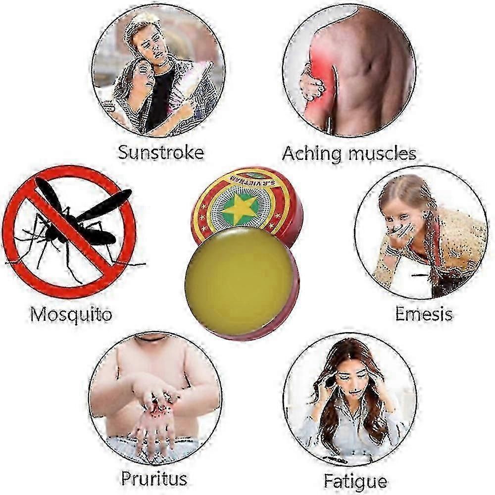 10PCS  3g Gold Tower Star Tiger Balm Cream Natural Herbs Itching Mosquito Repellent Menthol Treatment Headache Dizziness