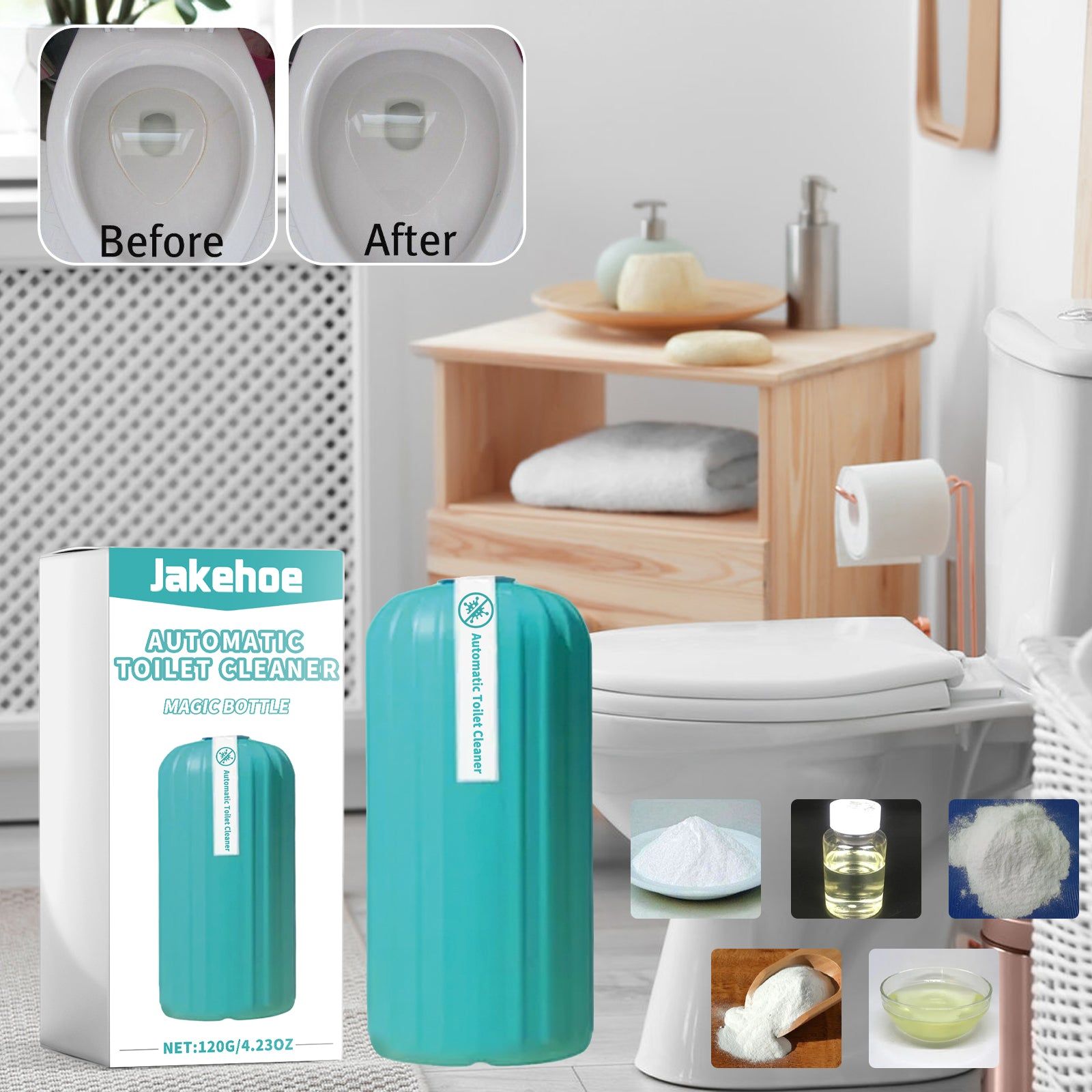 Automatic Toilet Cleaner, Fresh Odor Removal, Deep Stain & Dirt Cleaning, Easy Self-Cleaning Solution ,120g