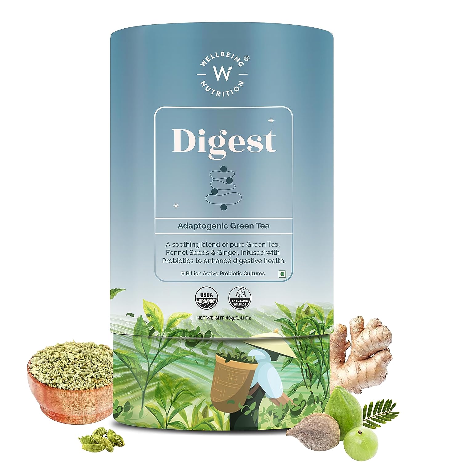 Wellbeing Nutrition Digest Green Tea (20 Pyramid Tea Bags)